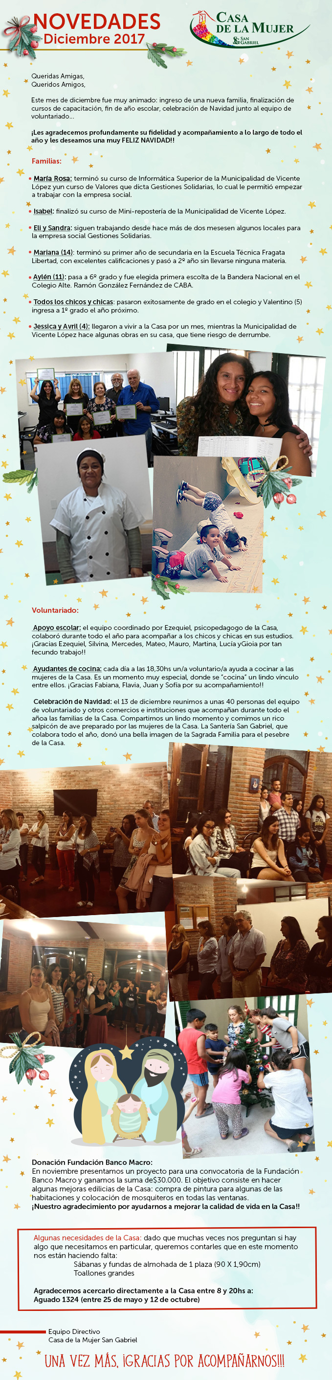 Novedades Casa de la Mujer- Diciembre 2017 Novedades Casa de la Mujer- Diciembre 2017